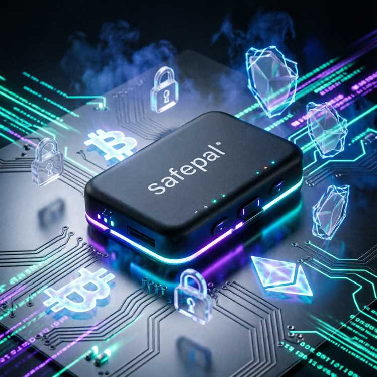 SafePal hardware wallet device on a wooden table with a cryptocurrency chart background